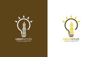 Lighthouse building tower round minimalist modern logo vector design template