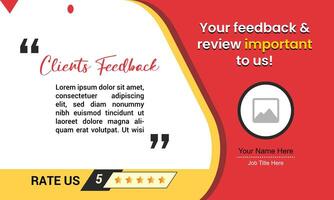 Client review or customer rating testimonial social media post design service feedback concept vector