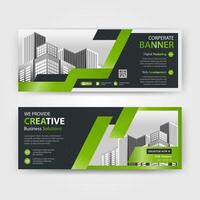 Green color abstract corporate business banner template, horizontal advertising business banner layout template for website design. Vector