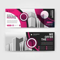 Purple color abstract corporate business banner template, horizontal advertising business banner layout template for website design. Vector