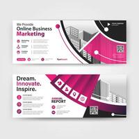 Purple color abstract corporate business banner template, horizontal advertising business banner layout template for website design. Vector