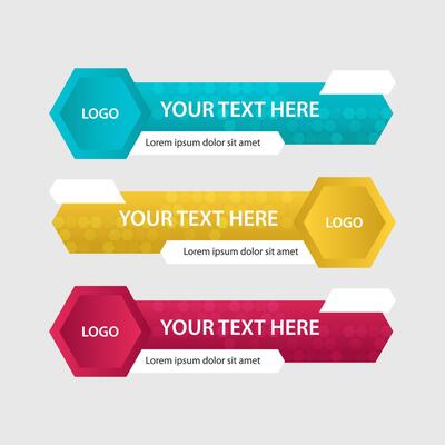 Set of three modern lower third banner template. Vector
