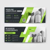 Green color abstract corporate business banner template, horizontal advertising business banner layout template for website design. Vector