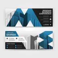 Blue and Black color abstract corporate business banner template, horizontal advertising layout for website design vector