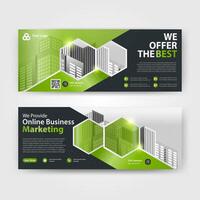 Green color abstract corporate business banner template, horizontal advertising business banner layout template for website design. Vector