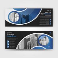 Blue and Black color abstract corporate business banner template, horizontal advertising layout for website design vector