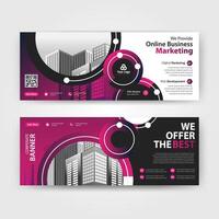 Purple color abstract corporate business banner template, horizontal advertising business banner layout template for website design. Vector