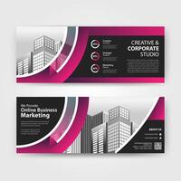 Purple color abstract corporate business banner template, horizontal advertising business banner layout template for website design. Vector