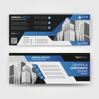 Blue and Black color abstract corporate business banner template, horizontal advertising layout for website design vector