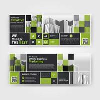 Green color abstract corporate business banner template, horizontal advertising business banner layout template for website design. Vector