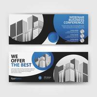 Blue and Black color abstract corporate business banner template, horizontal advertising layout for website design vector