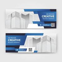 Blue and Black color abstract corporate business banner template, horizontal advertising layout for website design vector