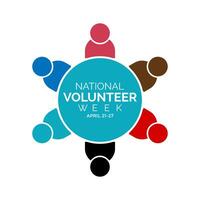 Vector illustration on the theme of National Volunteer week observed each year during third week of April. Greeting card,Banner poster, flyer and background design.