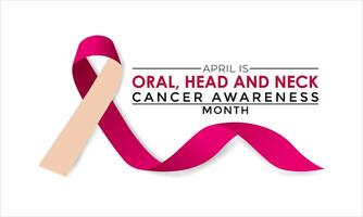 Oral, Head and Neck cancer awareness month observed each year in April. Greeting card, Banner poster, flyer and background design. vector