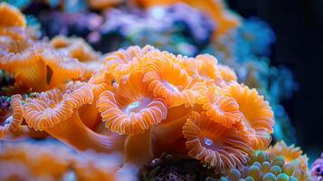 AI generated Close-up view of the vivid colors and delicate tentacles of sea anemones thriving in a marine ecosystem. Generative AI. photo