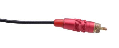 Red AV cable connector isolated on white background photo