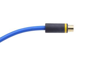 azul de colores AV cable conector aislado en blanco antecedentes. foto