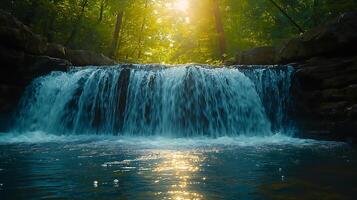 AI generated Beautiful nature waterfall scene photo