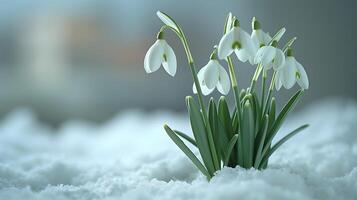 ai generado campanilla de febrero flor en un blanco antecedentes foto