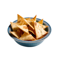 AI generated Pita Chips and Hummus image isolated on a transparent background PNG photo