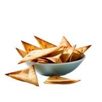 AI generated Pita Chips and Hummus image isolated on a transparent background PNG photo