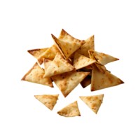 AI generated Pita Chips and Hummus image isolated on a transparent background PNG photo