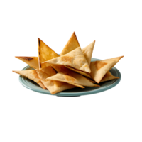 AI generated Pita Chips and Hummus image isolated on a transparent background PNG photo