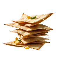 AI generated Pita Chips and Hummus image isolated on a transparent background PNG photo