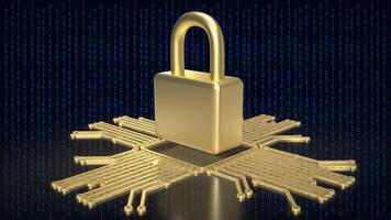 The gold logic and lock for it security or technology  concept 3d rendering. photo