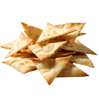 AI generated Pita Chips and Hummus image isolated on a transparent background PNG photo