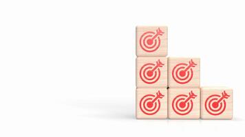 The target icon on wood cube for Business concept 3d Rendering photo