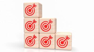 The target icon on wood cube for Business concept 3d Rendering photo
