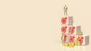 The target icon on wood cube for Business concept 3d Rendering photo