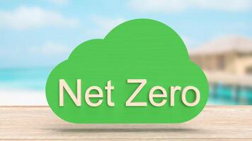 The Net zero text on cloud for eco concept 3d rendering. photo