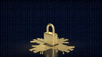 The gold logic and lock for it security or technology  concept 3d rendering. photo