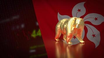 The Gold Bear on Hong Kong flag for Business concept 3d rendering. photo