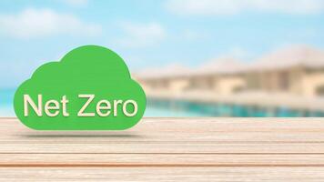 The Net zero text on cloud for eco concept 3d rendering. photo