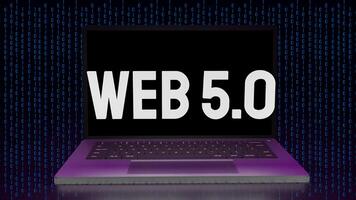 el web 5.0 en cuaderno para tecnología concepto 3d representación. foto