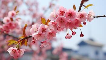 AI generated Freshness of springtime blossoms in nature vibrant bouquet of colors generated by AI photo