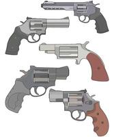 Bundling set of Vector of Revolver art, Shooting gun, Weapon illustration, Vector Revolver, Gun illustration, Modern firearm, Military concept, Pistol vector.