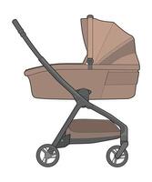 vector of baby stroller isolated on white background. Vector illustration of a sketch style.