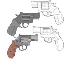 Bundling set of Vector of Revolver art, Shooting gun, Weapon illustration, Vector Revolver, Gun illustration, Modern firearm, Military concept, Pistol vector.