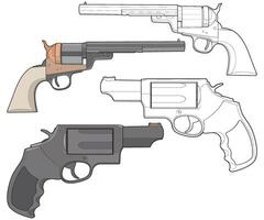 empaquetar conjunto de vector de revólver arte, disparo pistola, arma ilustración, vector revólver, pistola ilustración, moderno arma de fuego, militar concepto, pistola vector.