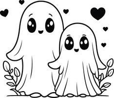 cute ghost couple vector