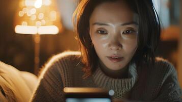 AI generated Womans Tranquil Moment in Modern Office Setting Bathed in Soft Natural Light photo