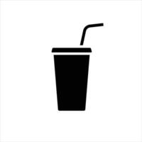 Soft drink cup with straw vector simple flat icon isolated on white background. Element for movie, cinema concept. Icon for web design.