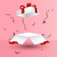 open gift box. sprinkled with red ribbon vector