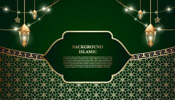 islámico o Arábica antecedentes. lujo oro y verde modelo color. adicional elementos de islámico tema diseño vector