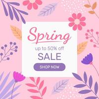 Spring Sale Header or Banner Design, Minimalistic style with floral elements and texture. Editable vector template for card, banner, invitation, social media post, poster, mobile apps, web ads