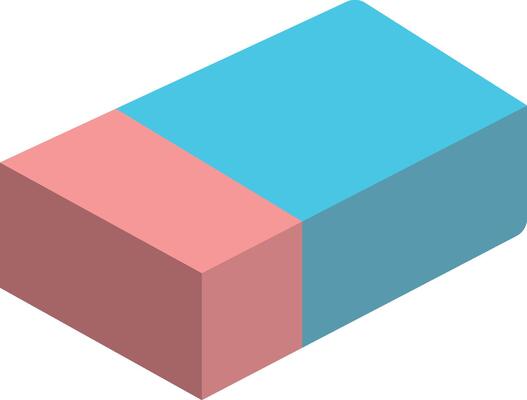 Eraser in flat style for stationery decoration